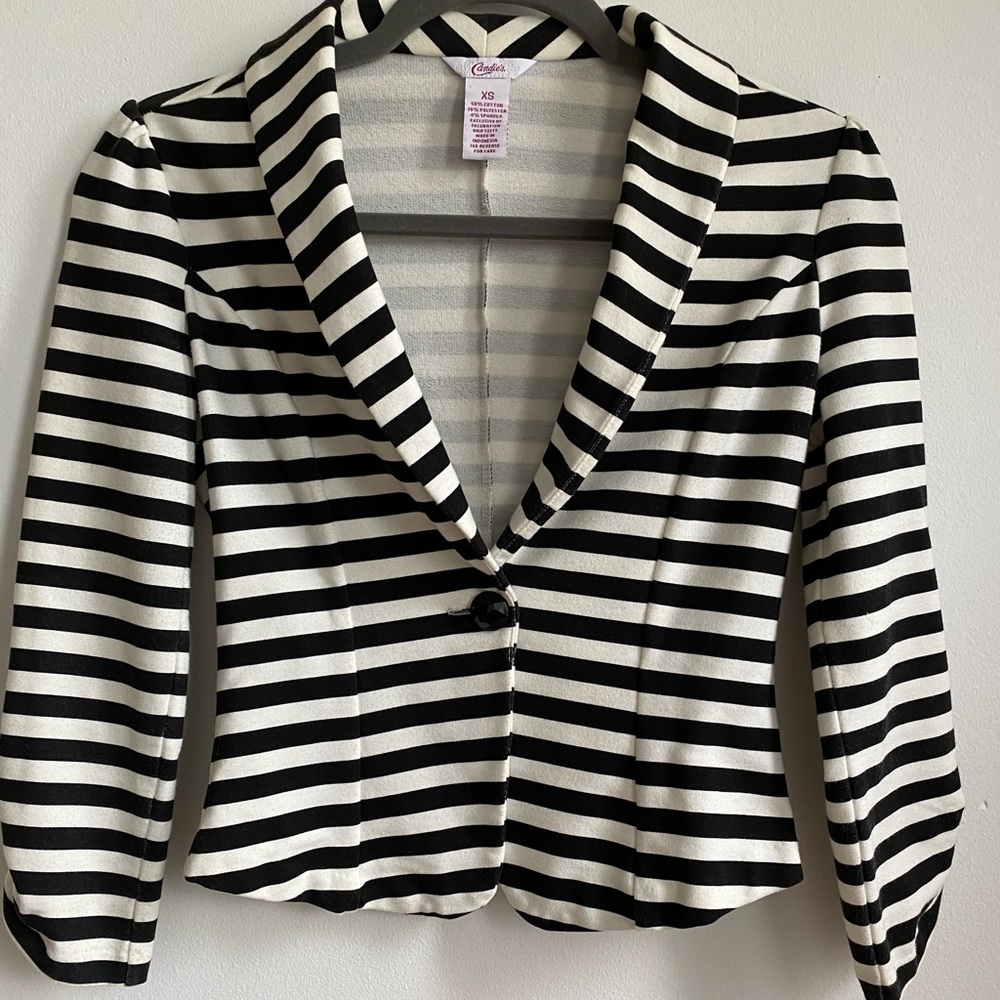 Black and white cotton blazer